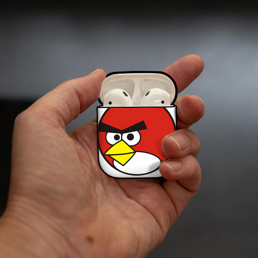 Angry Birds アングリーバード AirPods 第2世代保護ケース ハードシェル ブラック 耐衝撃・防指紋・カラビナ付き