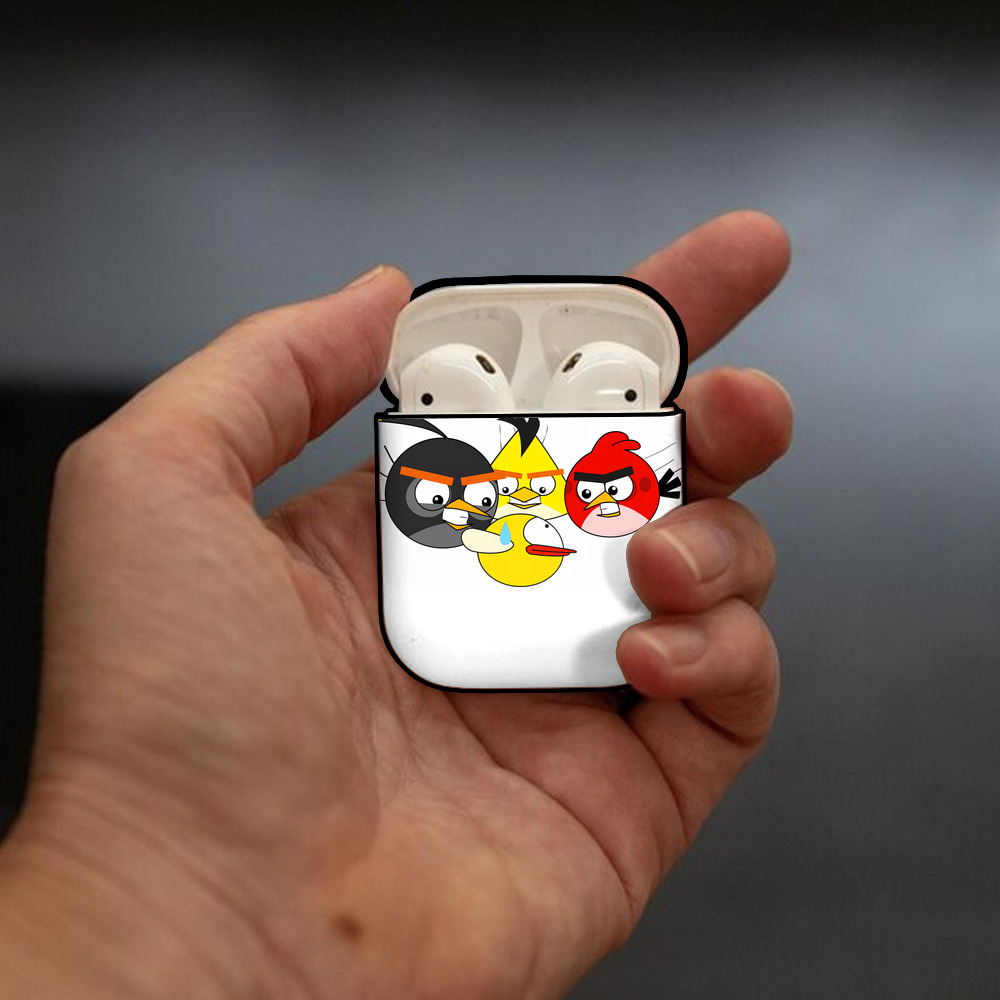 Angry Birds アングリーバード AirPods 第2世代保護ケース ハードシェル ブラック 耐衝撃・防指紋・カラビナ付き