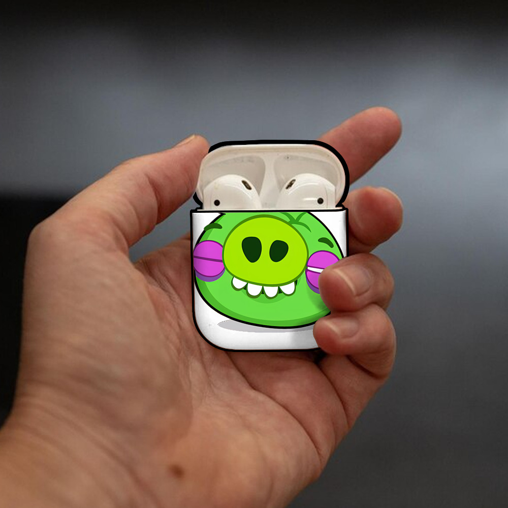Angry Birds アングリーバード AirPods 第2世代保護ケース ハードシェル ブラック 耐衝撃・防指紋・カラビナ付き