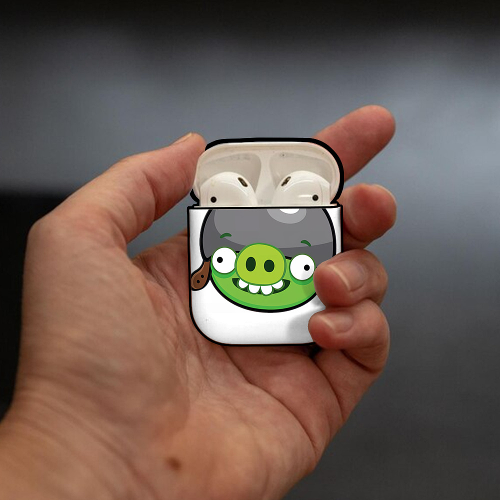 Angry Birds アングリーバード AirPods 第2世代保護ケース ハードシェル ブラック 耐衝撃・防指紋・カラビナ付き