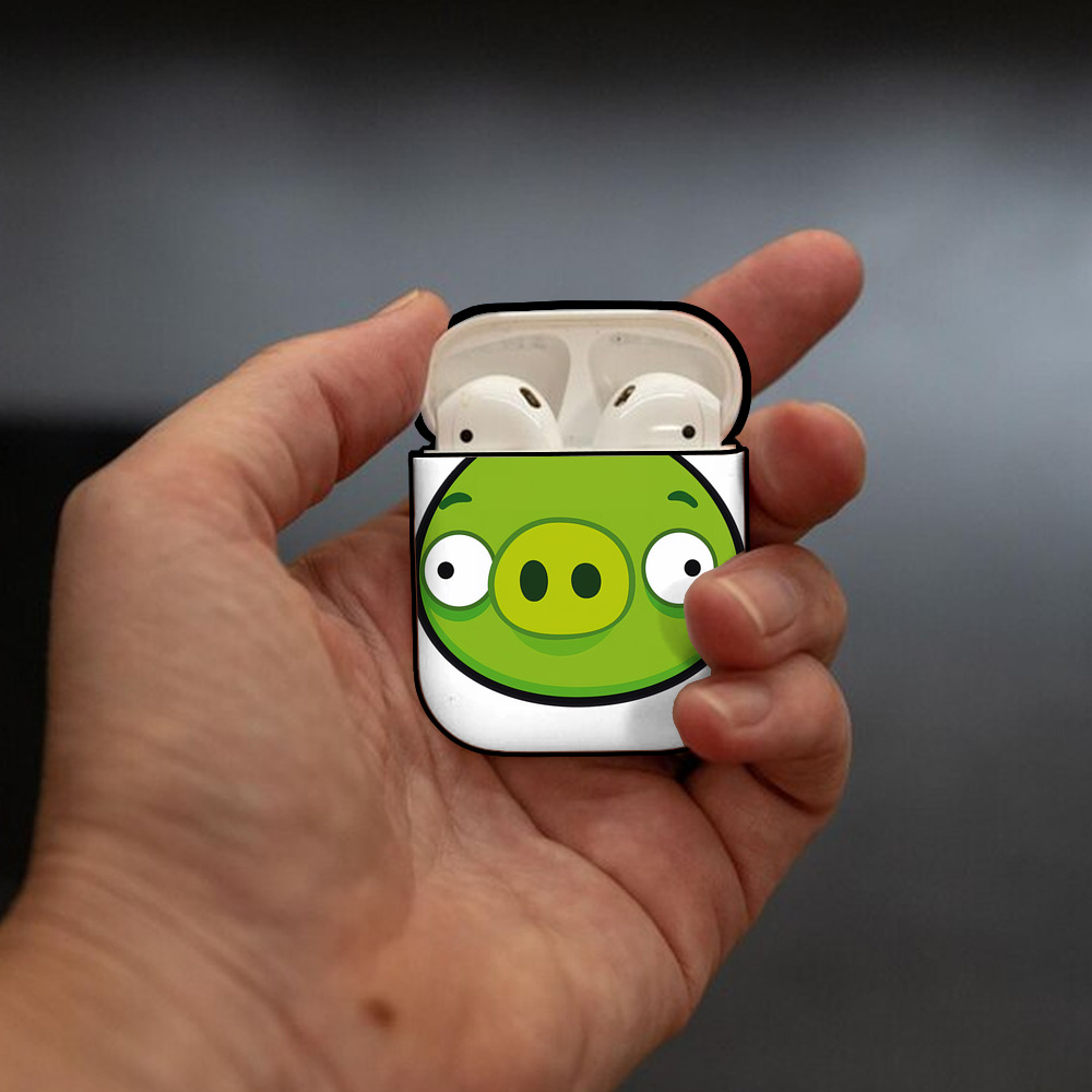 Angry Birds アングリーバード AirPods 第2世代保護ケース ハードシェル ブラック 耐衝撃・防指紋・カラビナ付き
