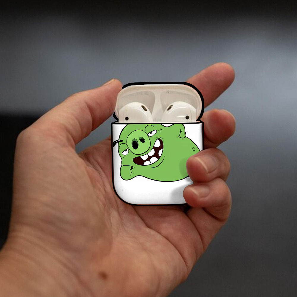 Angry Birds アングリーバード AirPods 第2世代保護ケース ハードシェル ブラック 耐衝撃・防指紋・カラビナ付き