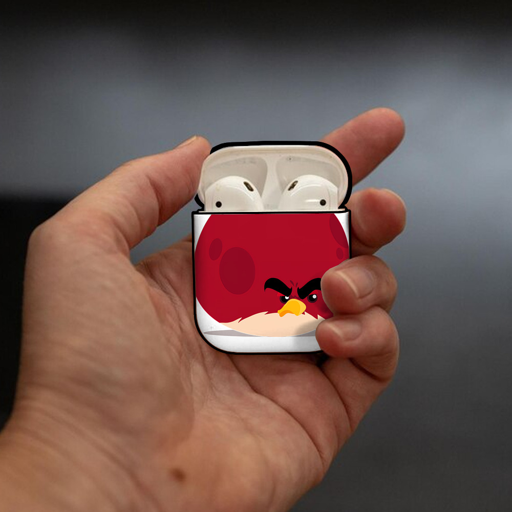 Angry Birds アングリーバード AirPods 第2世代保護ケース ハードシェル ブラック 耐衝撃・防指紋・カラビナ付き