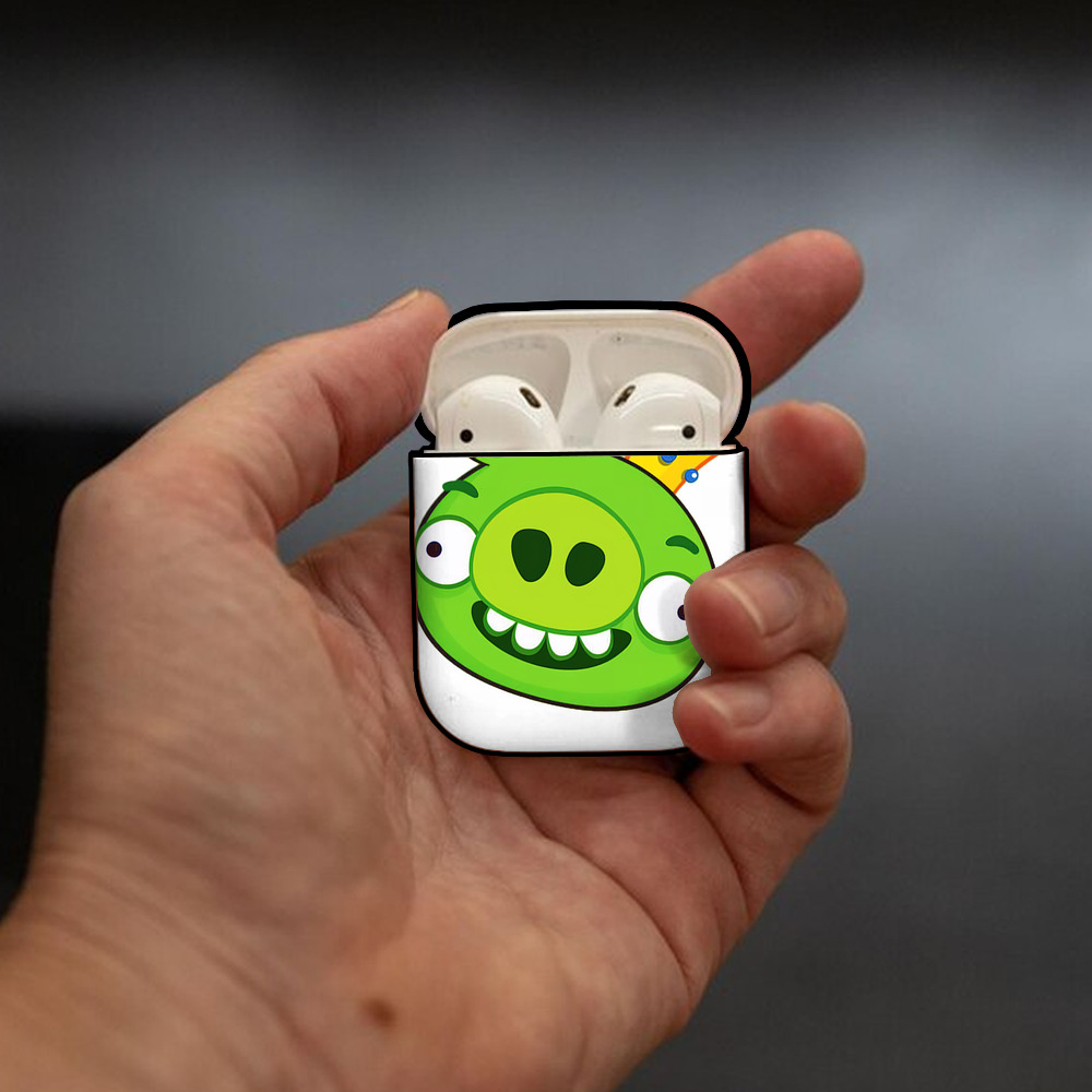 Angry Birds アングリーバード AirPods 第2世代保護ケース ハードシェル ブラック 耐衝撃・防指紋・カラビナ付き