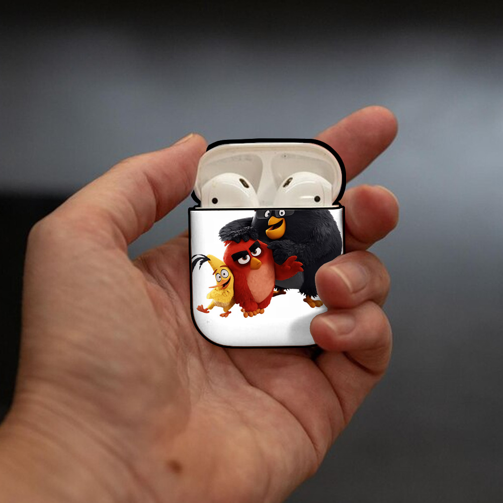 Angry Birds アングリーバード AirPods 第2世代保護ケース ハードシェル ブラック 耐衝撃・防指紋・カラビナ付き