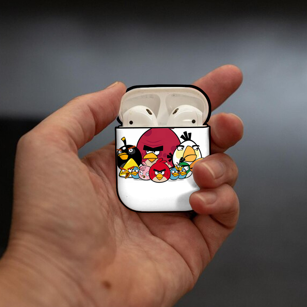 Angry Birds アングリーバード AirPods 第2世代保護ケース ハードシェル ブラック 耐衝撃・防指紋・カラビナ付き