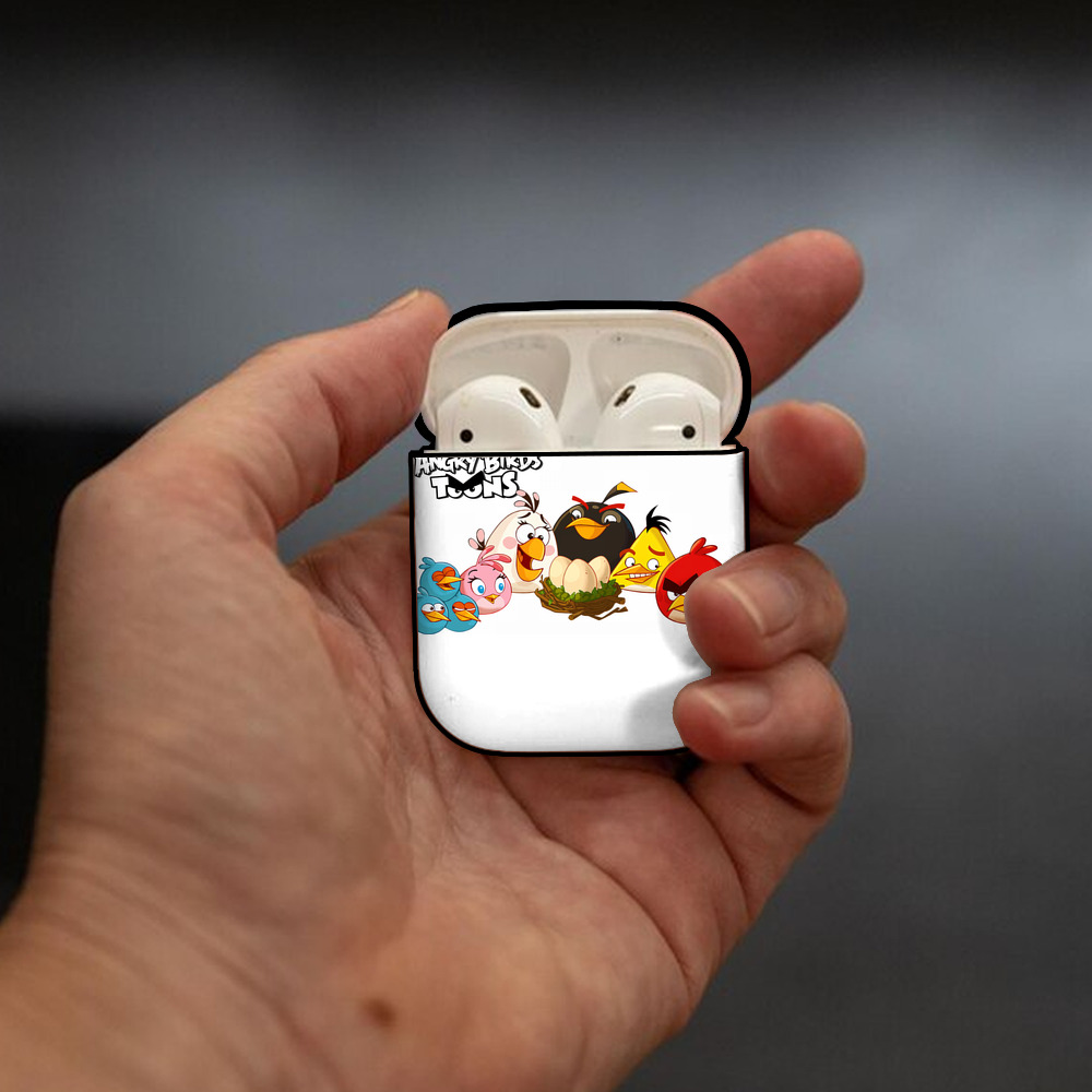 Angry Birds アングリーバード AirPods 第2世代保護ケース ハードシェル ブラック 耐衝撃・防指紋・カラビナ付き