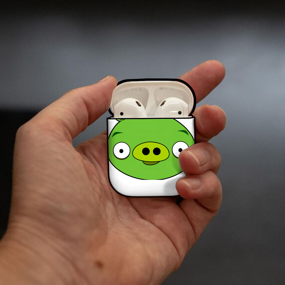 Angry Birds アングリーバード AirPods 第2世代保護ケース ハードシェル ブラック 耐衝撃・防指紋・カラビナ付き