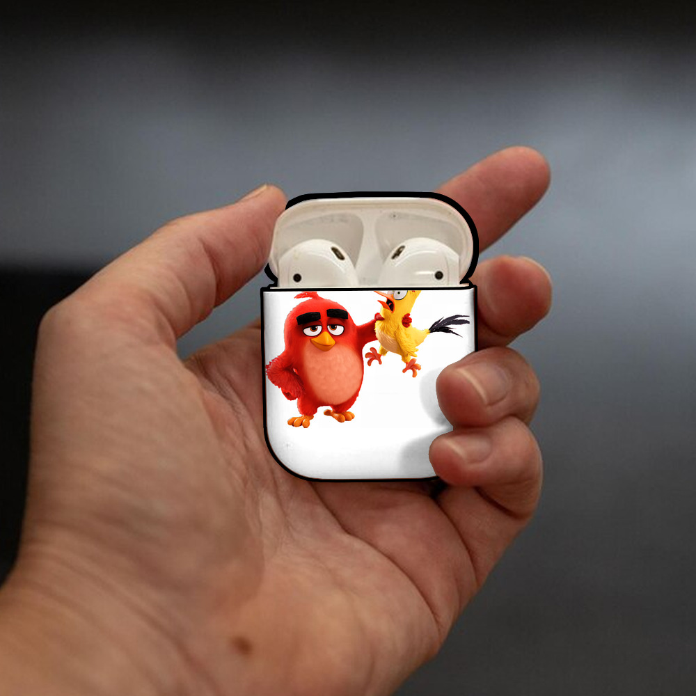 Angry Birds アングリーバード AirPods 第2世代保護ケース ハードシェル ブラック 耐衝撃・防指紋・カラビナ付き