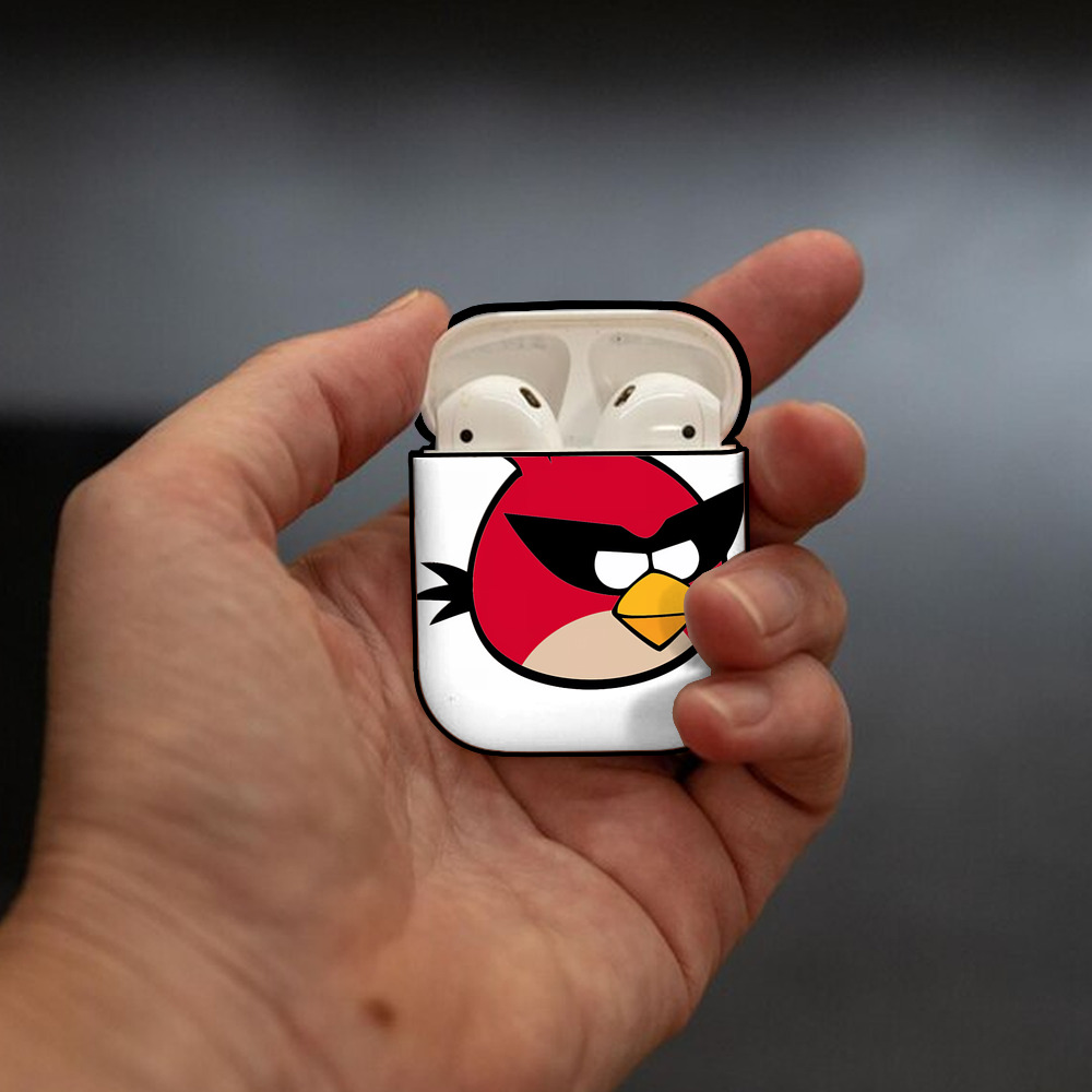 Angry Birds アングリーバード AirPods 第2世代保護ケース ハードシェル ブラック 耐衝撃・防指紋・カラビナ付き