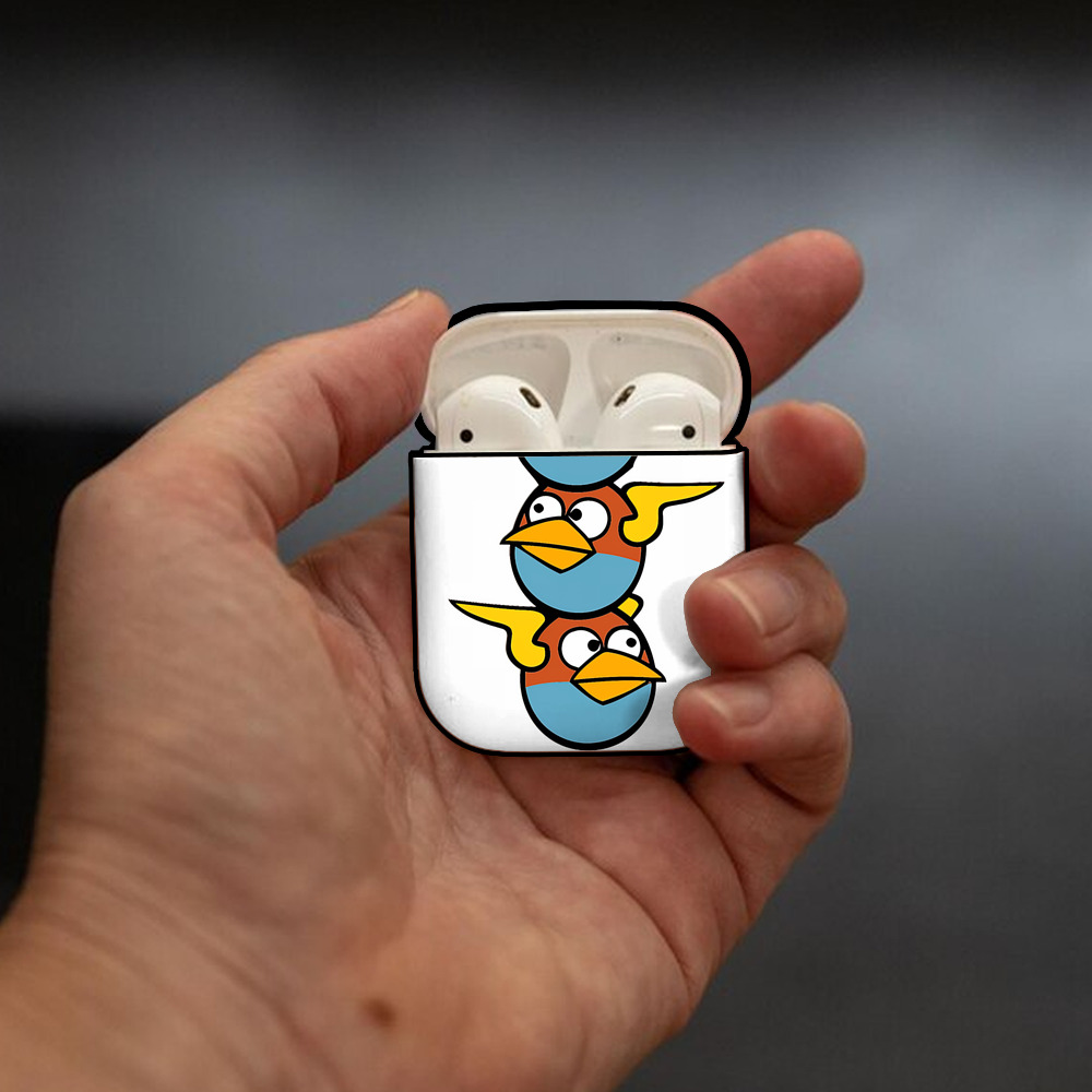 Angry Birds アングリーバード AirPods 第2世代保護ケース ハードシェル ブラック 耐衝撃・防指紋・カラビナ付き