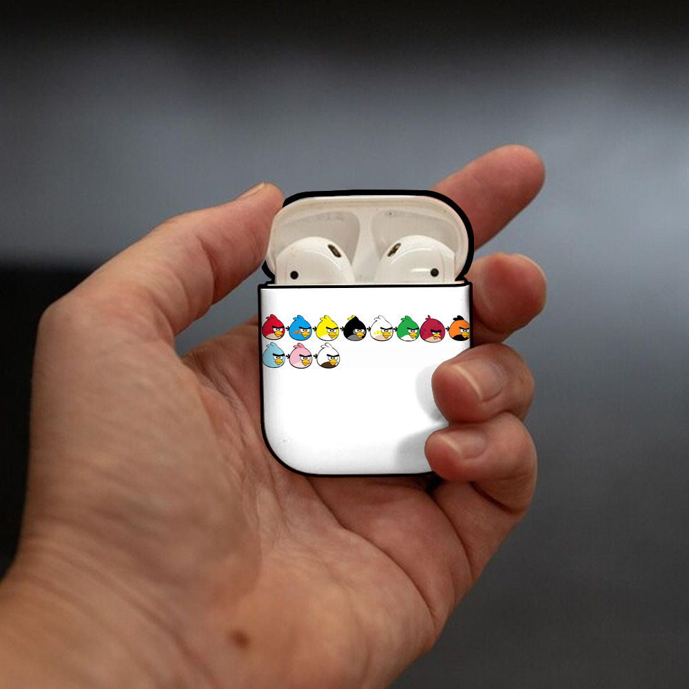 Angry Birds アングリーバード AirPods 第2世代保護ケース ハードシェル ブラック 耐衝撃・防指紋・カラビナ付き