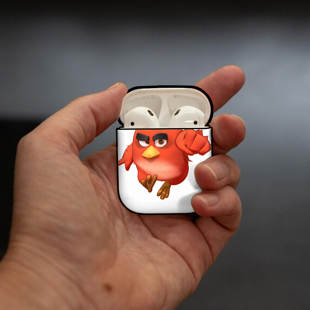 Angry Birds アングリーバード AirPods 第2世代保護ケース ハードシェル ブラック 耐衝撃・防指紋・カラビナ付き