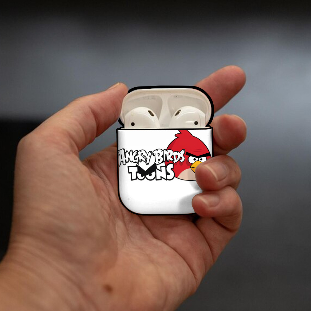 Angry Birds アングリーバード AirPods 第2世代保護ケース ハードシェル ブラック 耐衝撃・防指紋・カラビナ付き