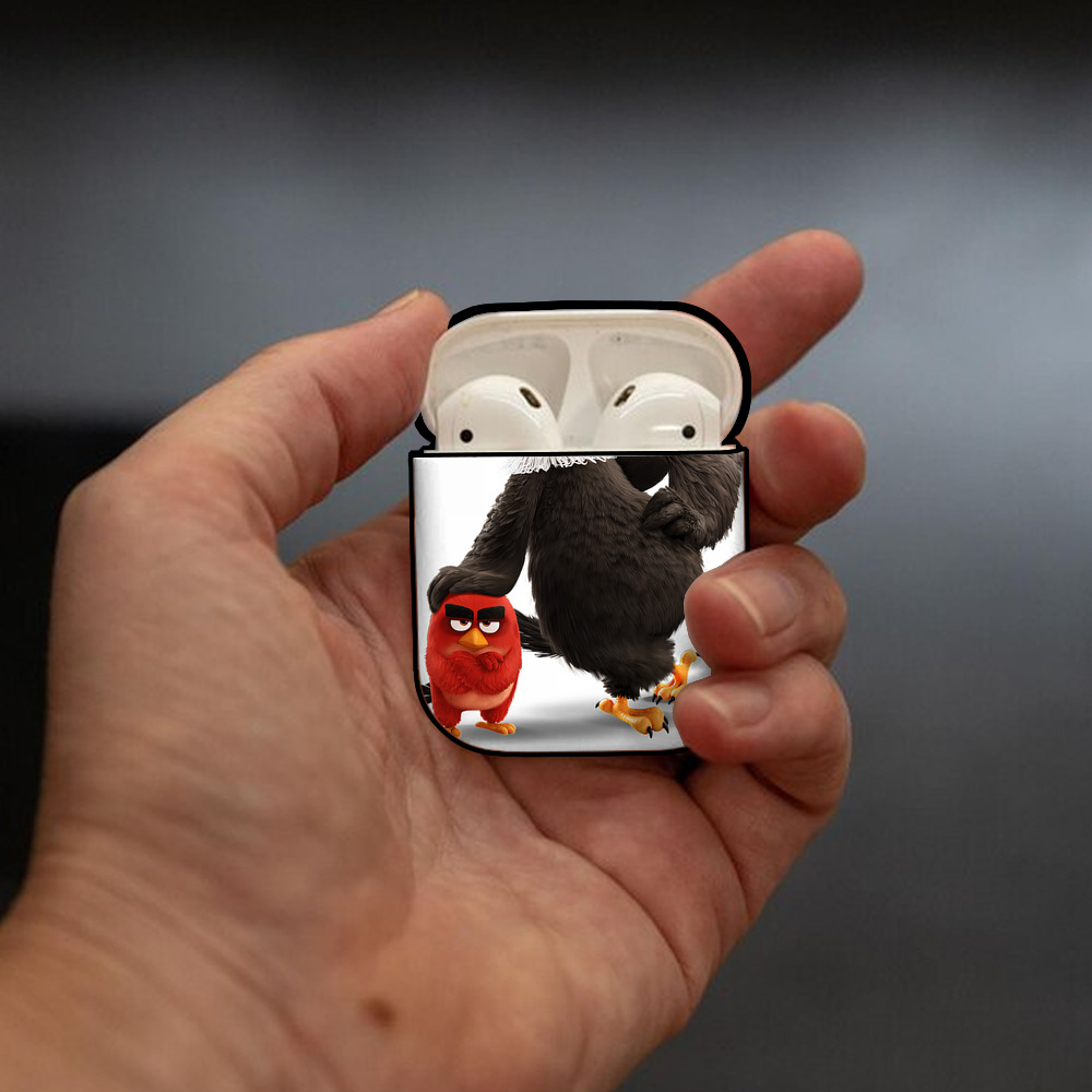 Angry Birds アングリーバード AirPods 第2世代保護ケース ハードシェル ブラック 耐衝撃・防指紋・カラビナ付き