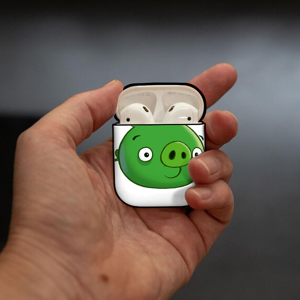 Angry Birds アングリーバード AirPods 第2世代保護ケース ハードシェル ブラック 耐衝撃・防指紋・カラビナ付き