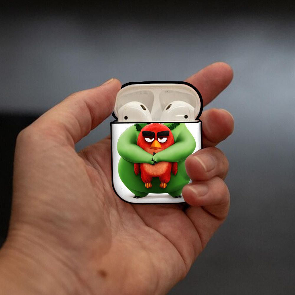 Angry Birds アングリーバード AirPods 第2世代保護ケース ハードシェル ブラック 耐衝撃・防指紋・カラビナ付き