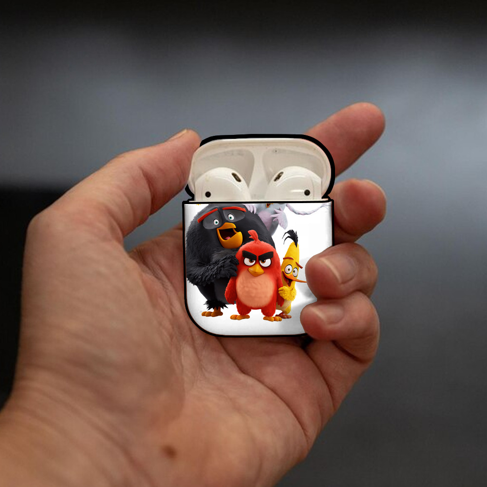 Angry Birds アングリーバード AirPods 第2世代保護ケース ハードシェル ブラック 耐衝撃・防指紋・カラビナ付き