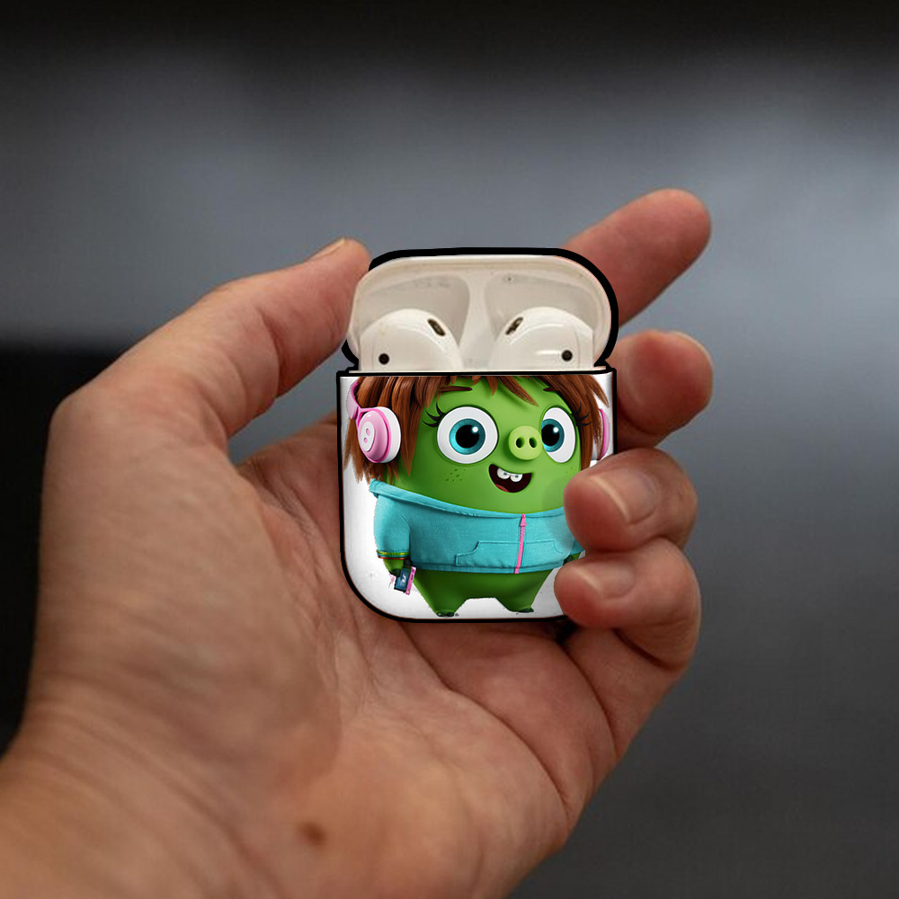 Angry Birds アングリーバード AirPods 第2世代保護ケース ハードシェル ブラック 耐衝撃・防指紋・カラビナ付き