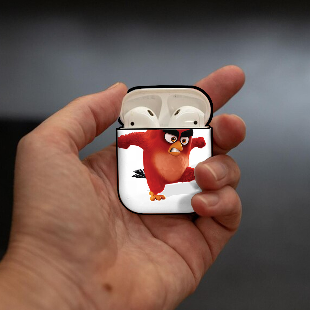 Angry Birds アングリーバード AirPods 第2世代保護ケース ハードシェル ブラック 耐衝撃・防指紋・カラビナ付き