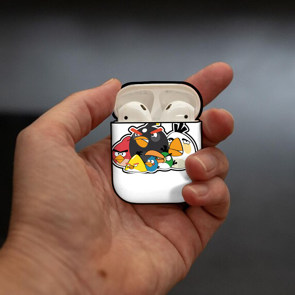 Angry Birds アングリーバード AirPods 第2世代保護ケース ハードシェル ブラック 耐衝撃・防指紋・カラビナ付き