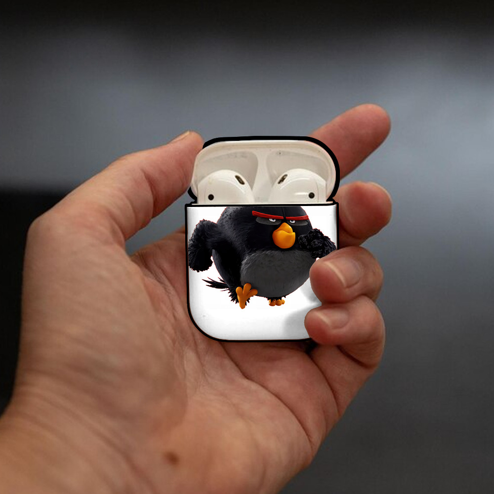 Angry Birds アングリーバード AirPods 第2世代保護ケース ハードシェル ブラック 耐衝撃・防指紋・カラビナ付き