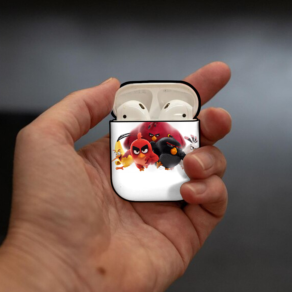 Angry Birds アングリーバード AirPods 第2世代保護ケース ハードシェル ブラック 耐衝撃・防指紋・カラビナ付き