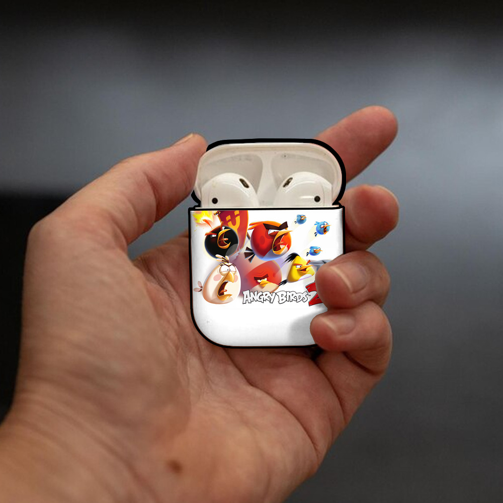 Angry Birds アングリーバード AirPods 第2世代保護ケース ハードシェル ブラック 耐衝撃・防指紋・カラビナ付き