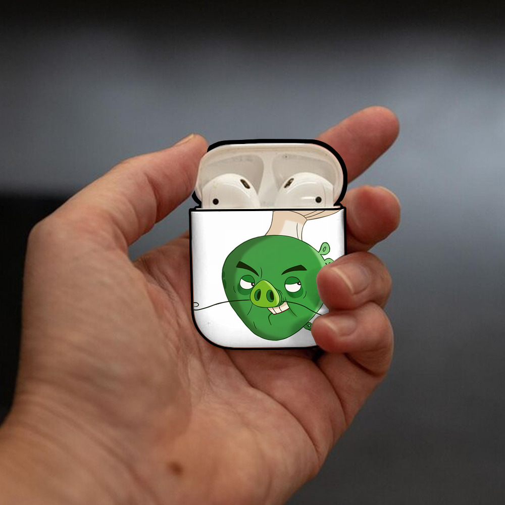 Angry Birds アングリーバード AirPods 第2世代保護ケース ハードシェル ブラック 耐衝撃・防指紋・カラビナ付き