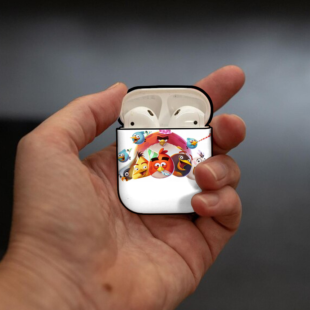 Angry Birds アングリーバード AirPods 第2世代保護ケース ハードシェル ブラック 耐衝撃・防指紋・カラビナ付き