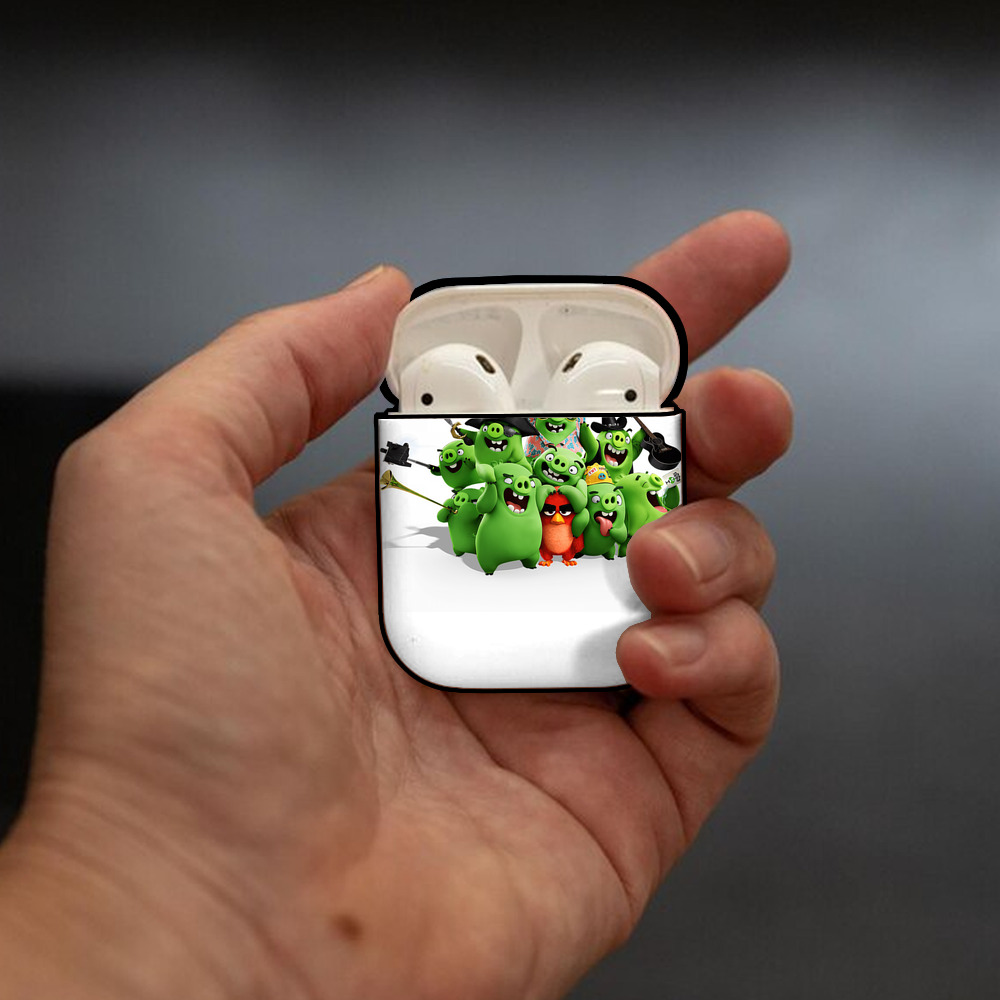 Angry Birds アングリーバード AirPods 第2世代保護ケース ハードシェル ブラック 耐衝撃・防指紋・カラビナ付き