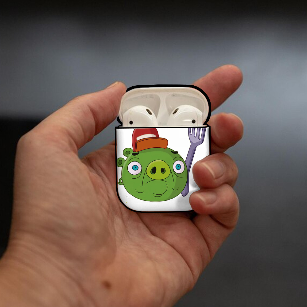 Angry Birds アングリーバード AirPods 第2世代保護ケース ハードシェル ブラック 耐衝撃・防指紋・カラビナ付き
