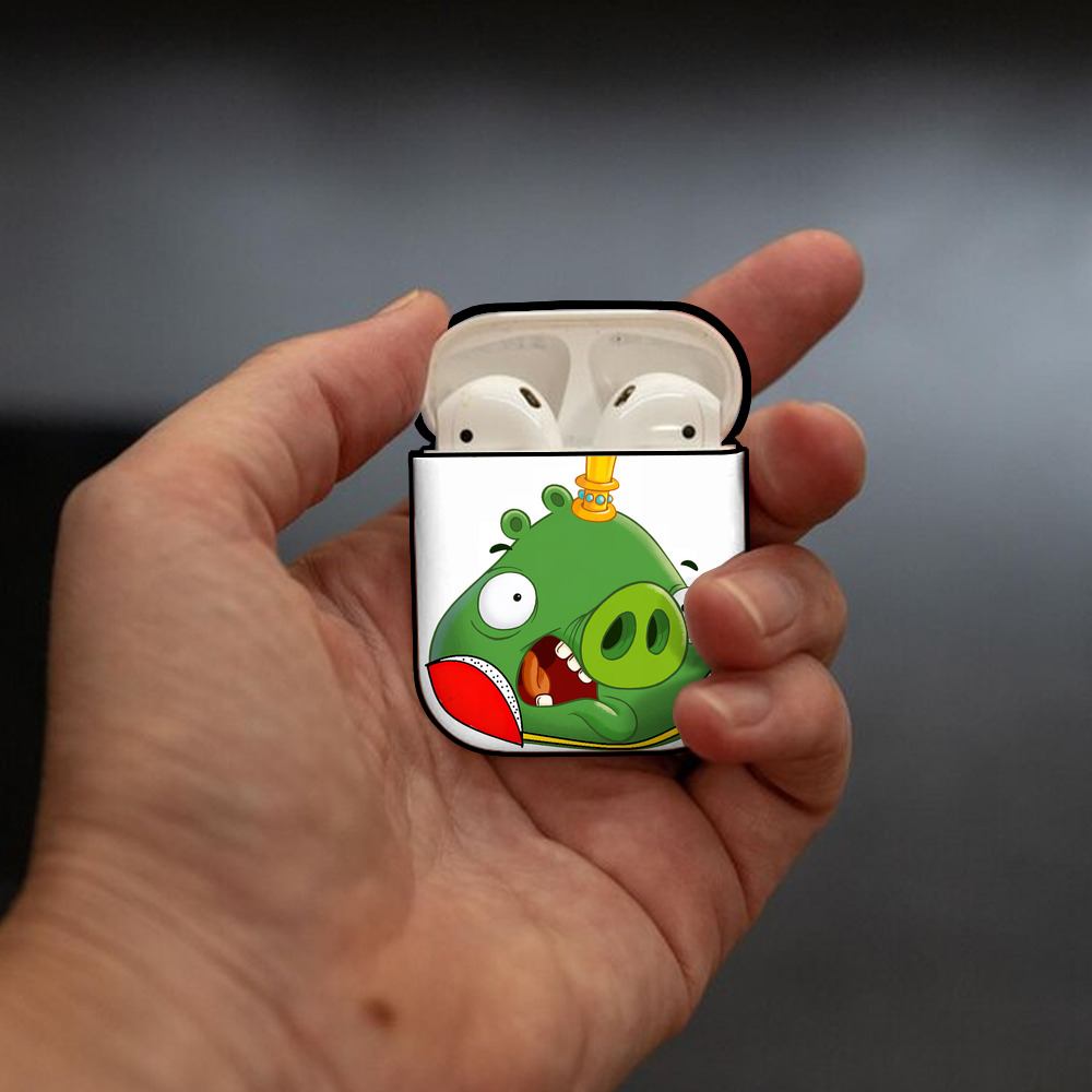 Angry Birds アングリーバード AirPods 第2世代保護ケース ハードシェル ブラック 耐衝撃・防指紋・カラビナ付き