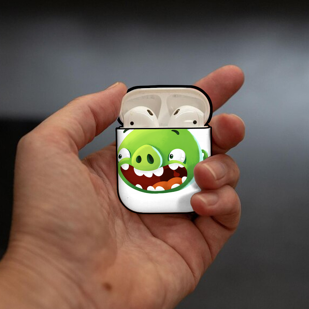 Angry Birds アングリーバード AirPods 第2世代保護ケース ハードシェル ブラック 耐衝撃・防指紋・カラビナ付き