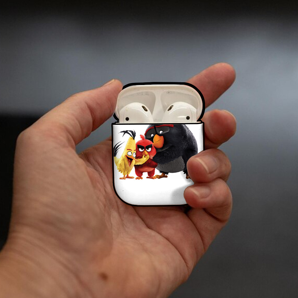 Angry Birds アングリーバード AirPods 第2世代保護ケース ハードシェル ブラック 耐衝撃・防指紋・カラビナ付き