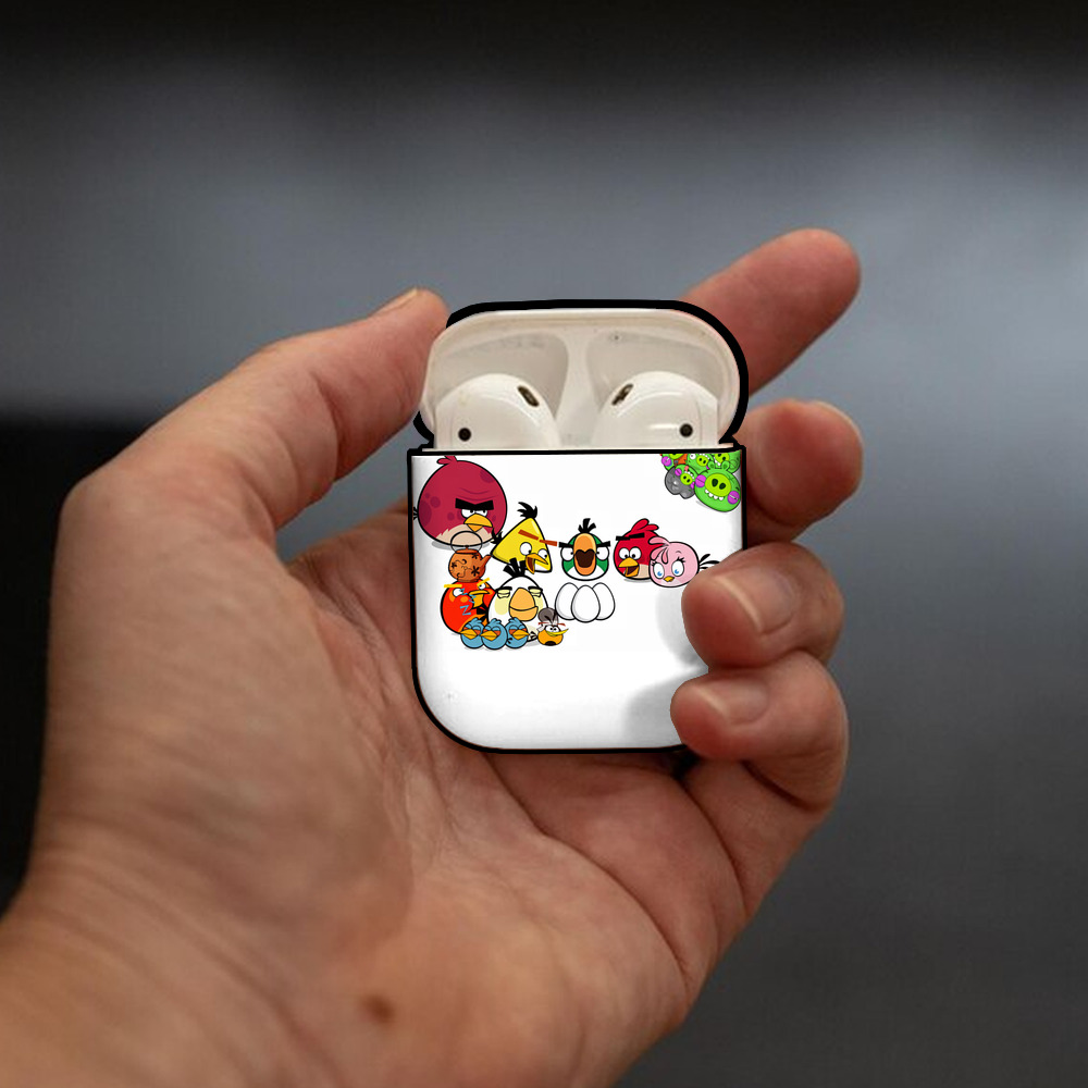 Angry Birds アングリーバード AirPods 第2世代保護ケース ハードシェル ブラック 耐衝撃・防指紋・カラビナ付き