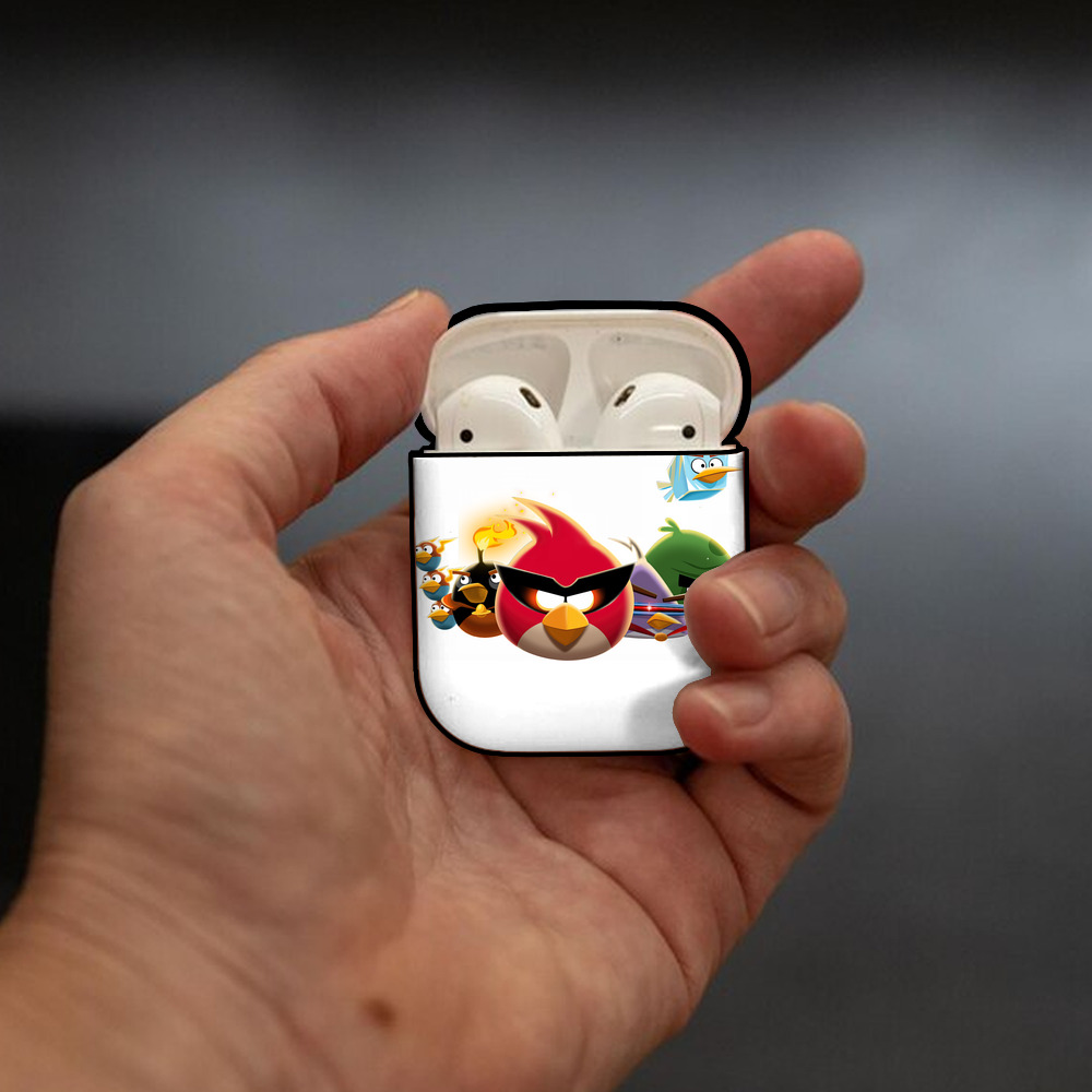 Angry Birds アングリーバード AirPods 第2世代保護ケース ハードシェル ブラック 耐衝撃・防指紋・カラビナ付き