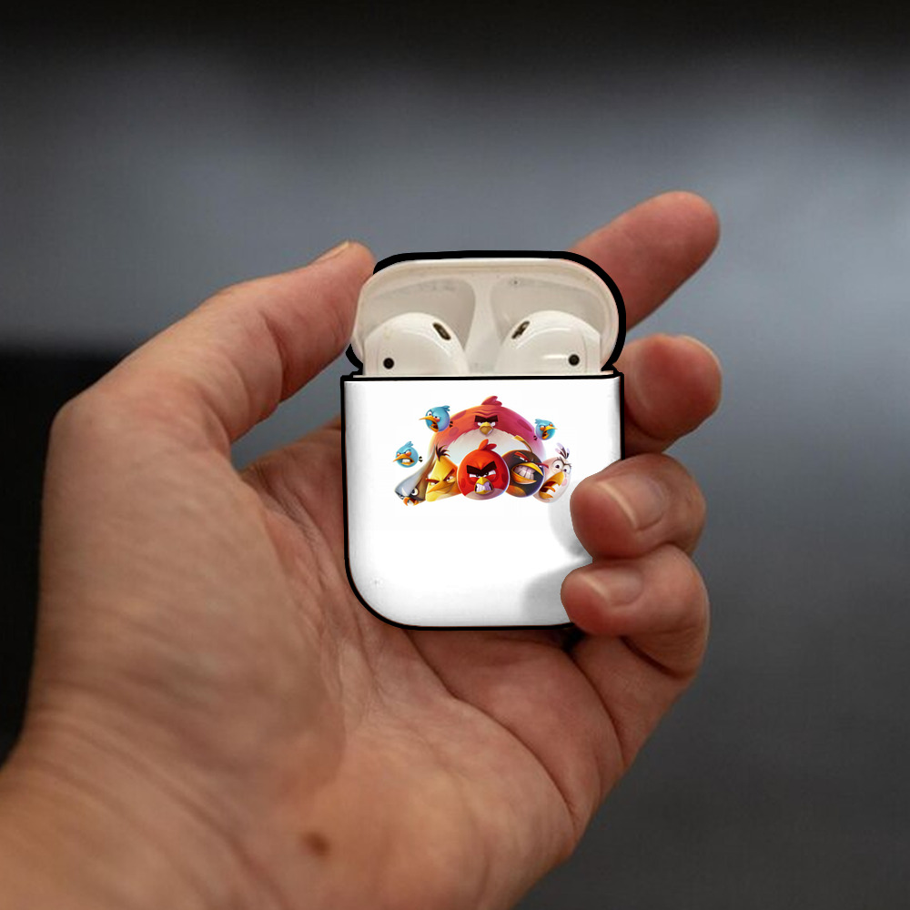 Angry Birds アングリーバード AirPods 第2世代保護ケース ハードシェル ブラック 耐衝撃・防指紋・カラビナ付き